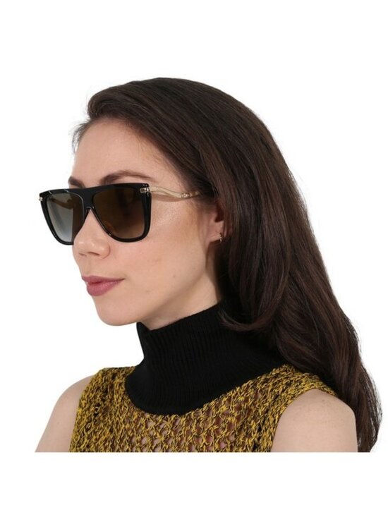 Jimmy Choo SUVI/S 807/FQ Sunglasses Black Aviator Frame, Grey Lenses main image 9